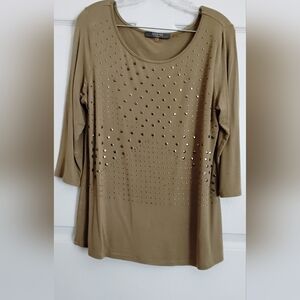 Essential Tan Long Sleeve Top with Silver Studs